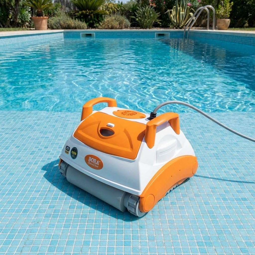 Suinga Robot limpiafondos automatico Bora Classic | para Suelos de Piscina | Cobertura 60 m² y Limpieza eficaz
