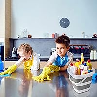 Vista 7 de Cubo plegable, 5L 1.3 galones, pequeños cubos de limpieza para fregona, para uso doméstico, al aire libre, lavado de autos, tina de plástico 5L-gris