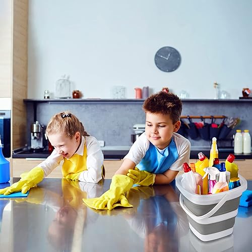 Miniatura 7 de Paquete de 2 cubos plegables de 5 litros, 1.3 galones, pequeños cubos de limpieza para el hogar, cubo de plástico portátil al aire libre, bañera de