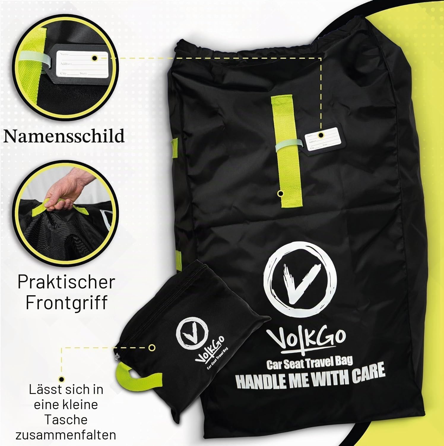 V VOLKGO Autositztaschen für Flugreisen, Autositz-Reisetasche, Schwarz