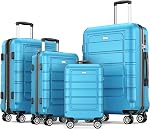 SHOWKOO Full PC Hardshell Luggage Sets Durable Expandable Hardside Suitcase with Double Spinner Wheels TSA Lock, 20-Inch, ArmyGreen
