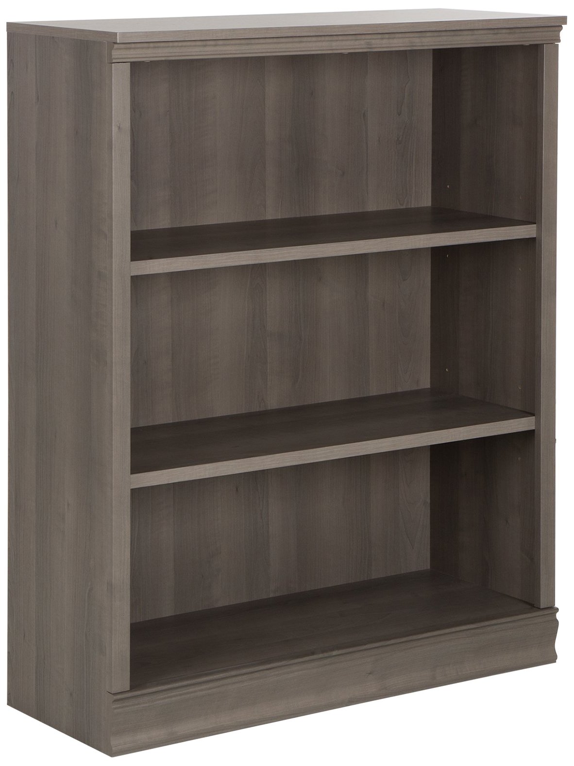 South ShoreMorgan Small 3-Shelf Bookcase - Adjustable Shelves, Grey Maple