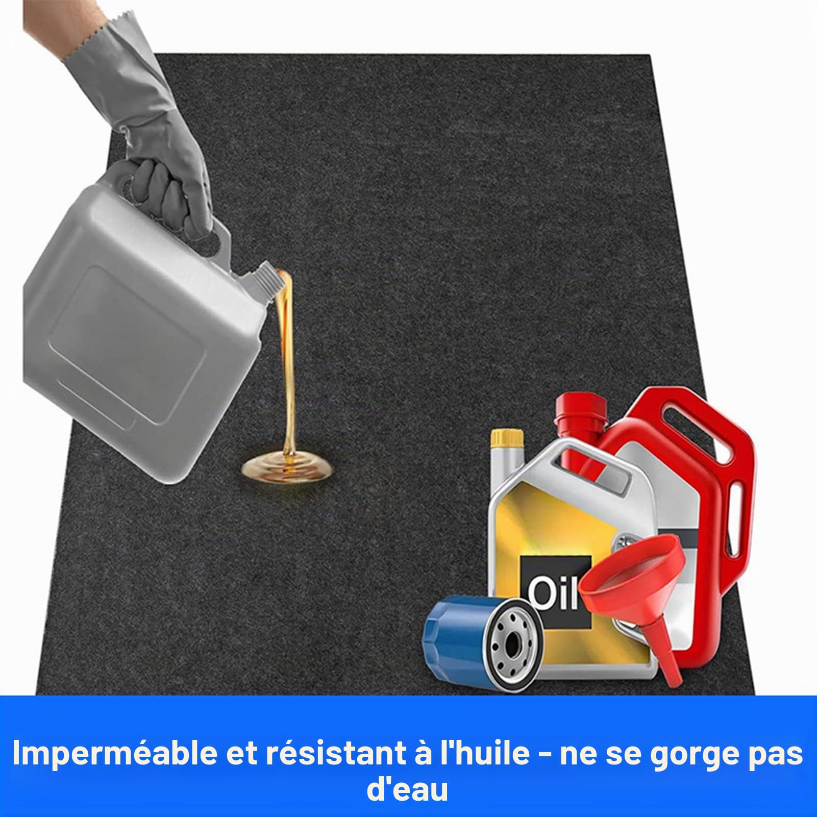 Tapis de Garage Rectangulaire XXL – Tapis Absorbant Huile 90×205 in (≈520×223 cm), Dessous imperméable antidérapant, coupeable, pour Voiture ou Moto