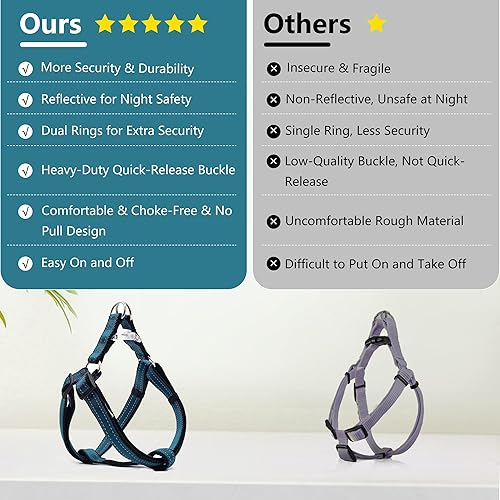 Miniatura 3 de Arnés reflectante para perros pequeños, arnés para perro sin tirones, arnés ajustable para perros en crecimiento, fácil de usar, arnés para perro XS