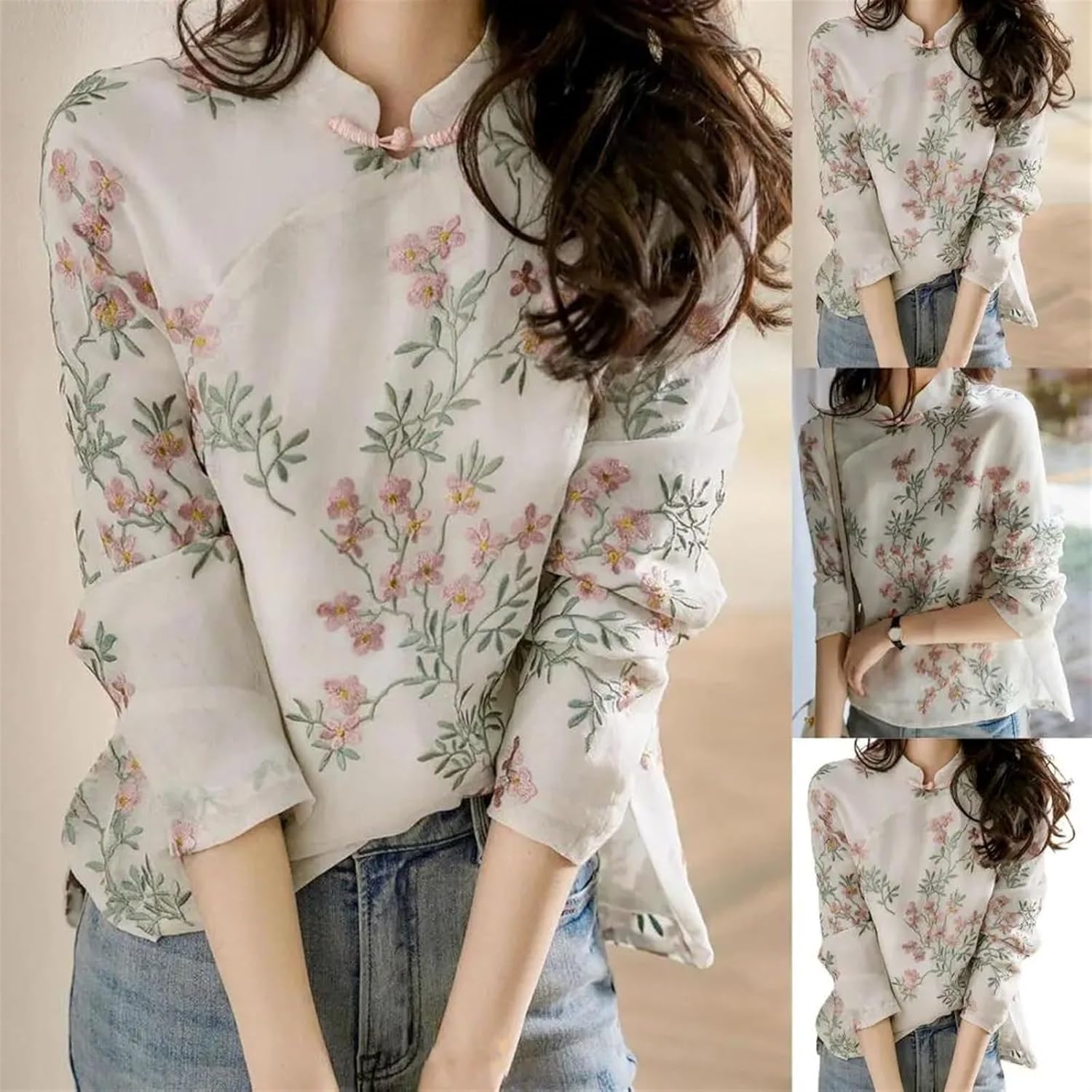 Blouse Soft Women Shirt Chinese Style Long Sleeve Cheongsam Shirt All Match - Image 5