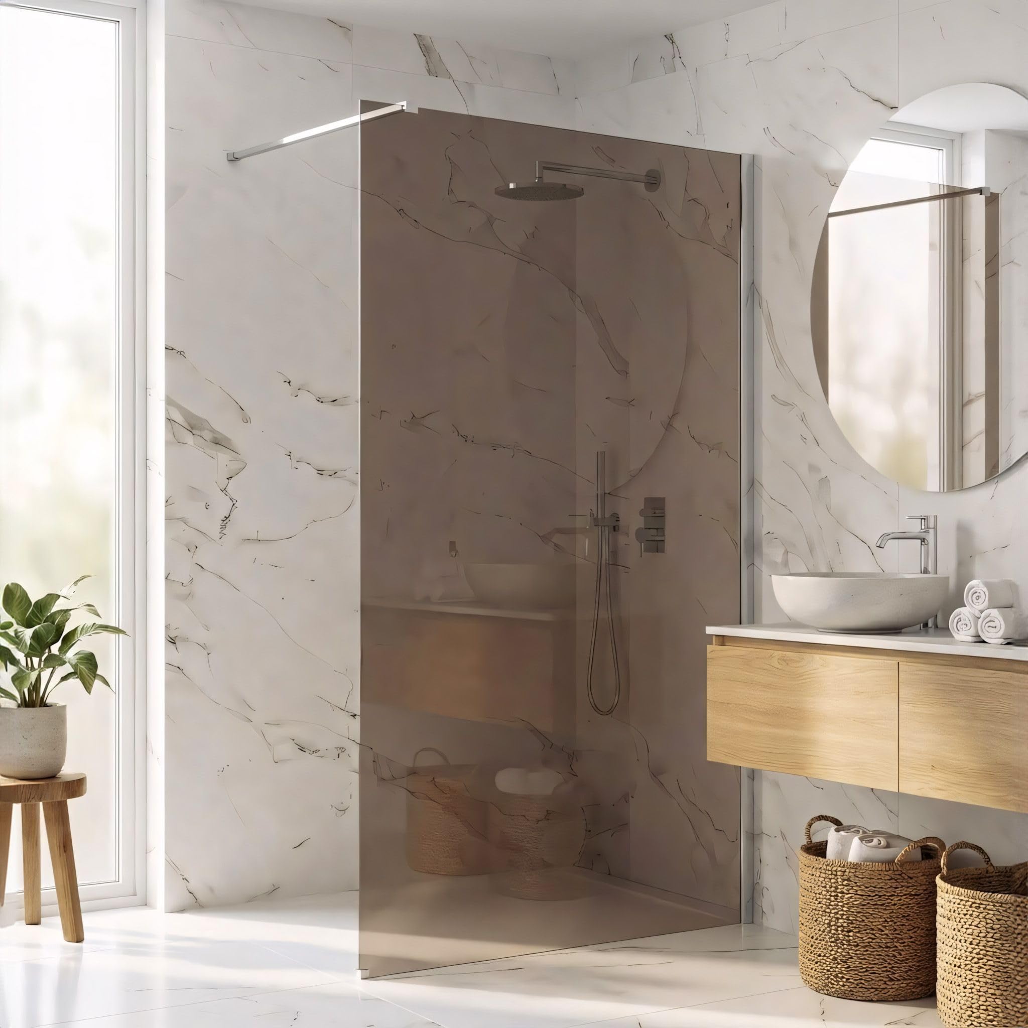 Rea ścianka prysznicowa Flexi brown 140, Chrom