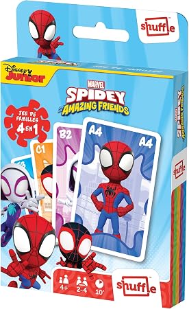 Shuffle Jeu de Cartes Éducatif 4 en 1 Spidey et ses Amis Extraordinaires
