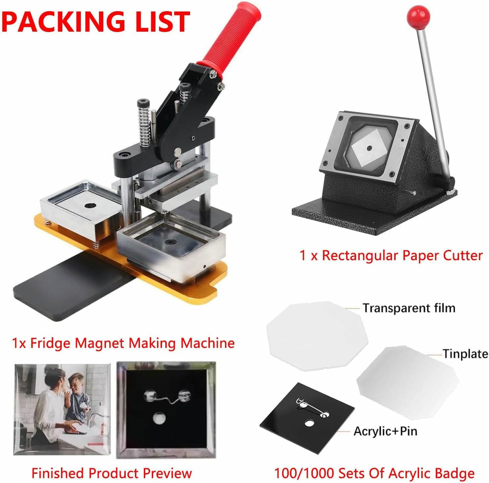 MRKU 2x2 Zoll quadratische Kühlschrankmagnete (50 mm) – DIY-Foto-Kühlschrankaufkleber-Magnetpresse + Papierschneider