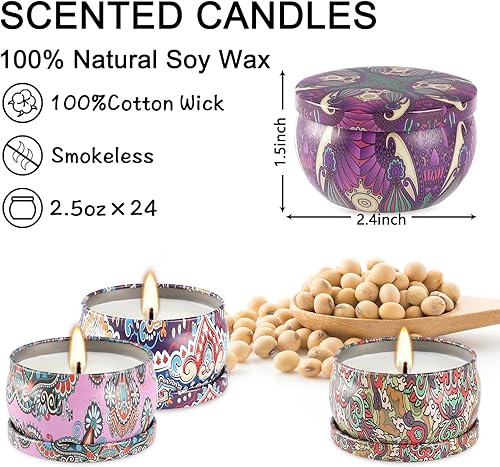 Miniatura 3 de Velas perfumadas  Juegos de regalo de velas de aromaterapia de 2.5 oz  Cera de soja con aceite esencial  Maravillosos regalos para mujeres, madres,