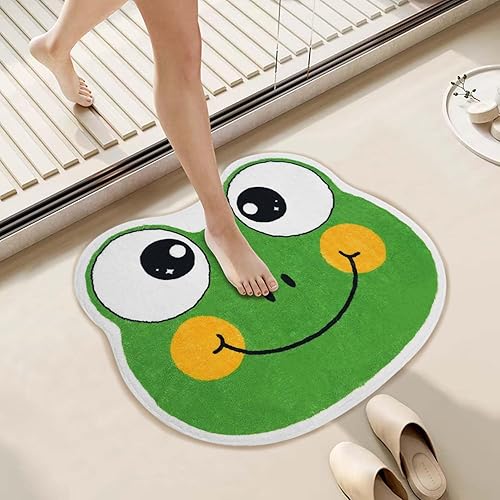 Miniatura 7 de Alfombra de baño con forma irregular de rana para niños, antideslizante, absorbente, lavable, peluda, decoración de dormitorio, alfombra de entrada