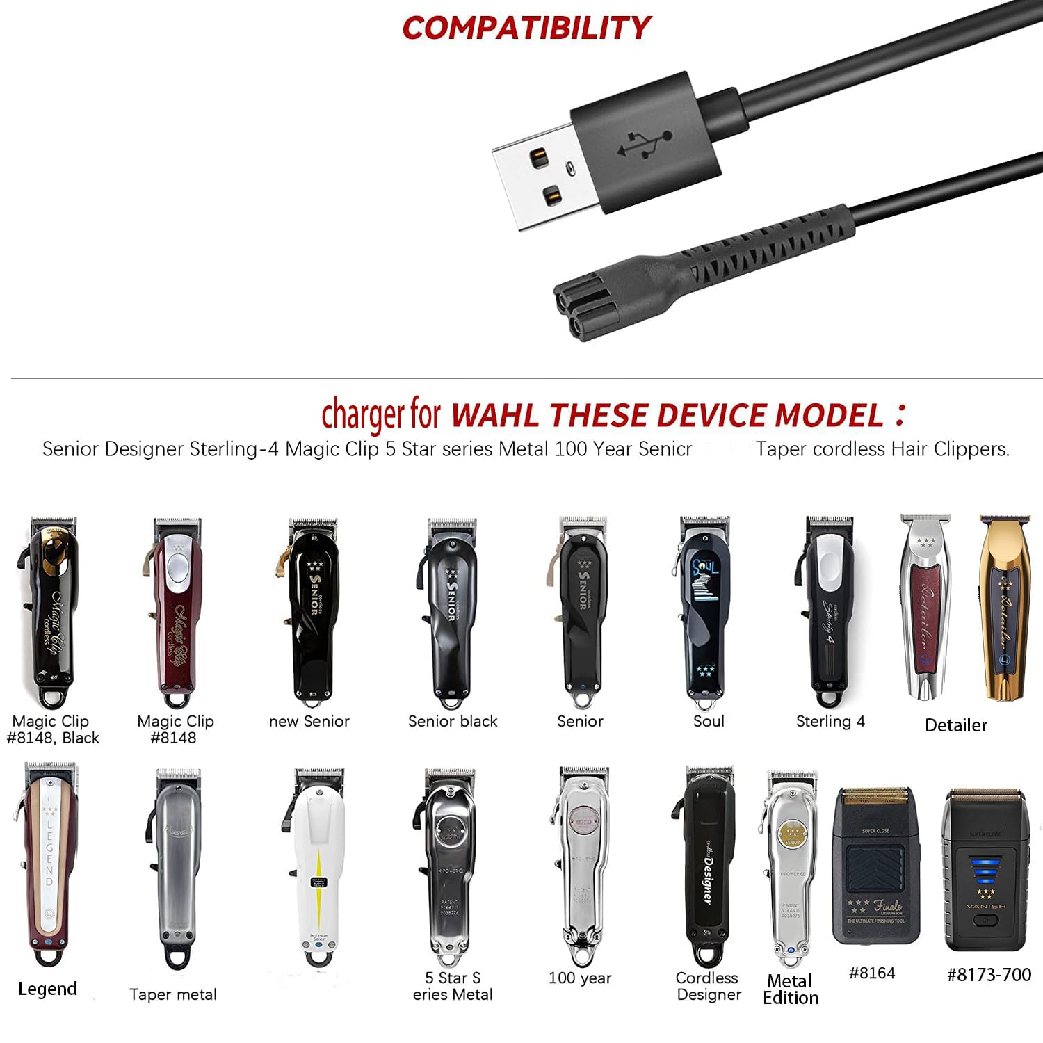 Amazon.co.jp: Anrom 交換用充電器コード USB Wahlクリッパー用 3.3