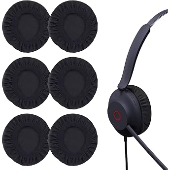 Pack of 6 Stretchy Cover Washable Headphone Covers Knitted Fabric Cover for 6 to 8 cm Headset Cover Against Dirt Black