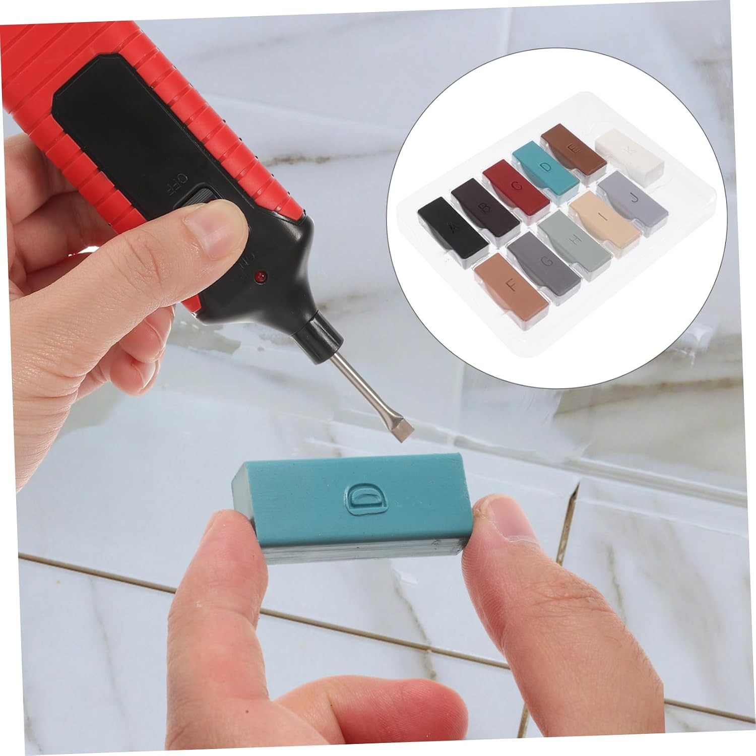 1set Wood Floor Repair Kit Manual Furniture Restoration Kit for Wood Tile Marble Surfaces Durable Wax Blocks for Scratch Crack Repair Complete Restoration Tools Included