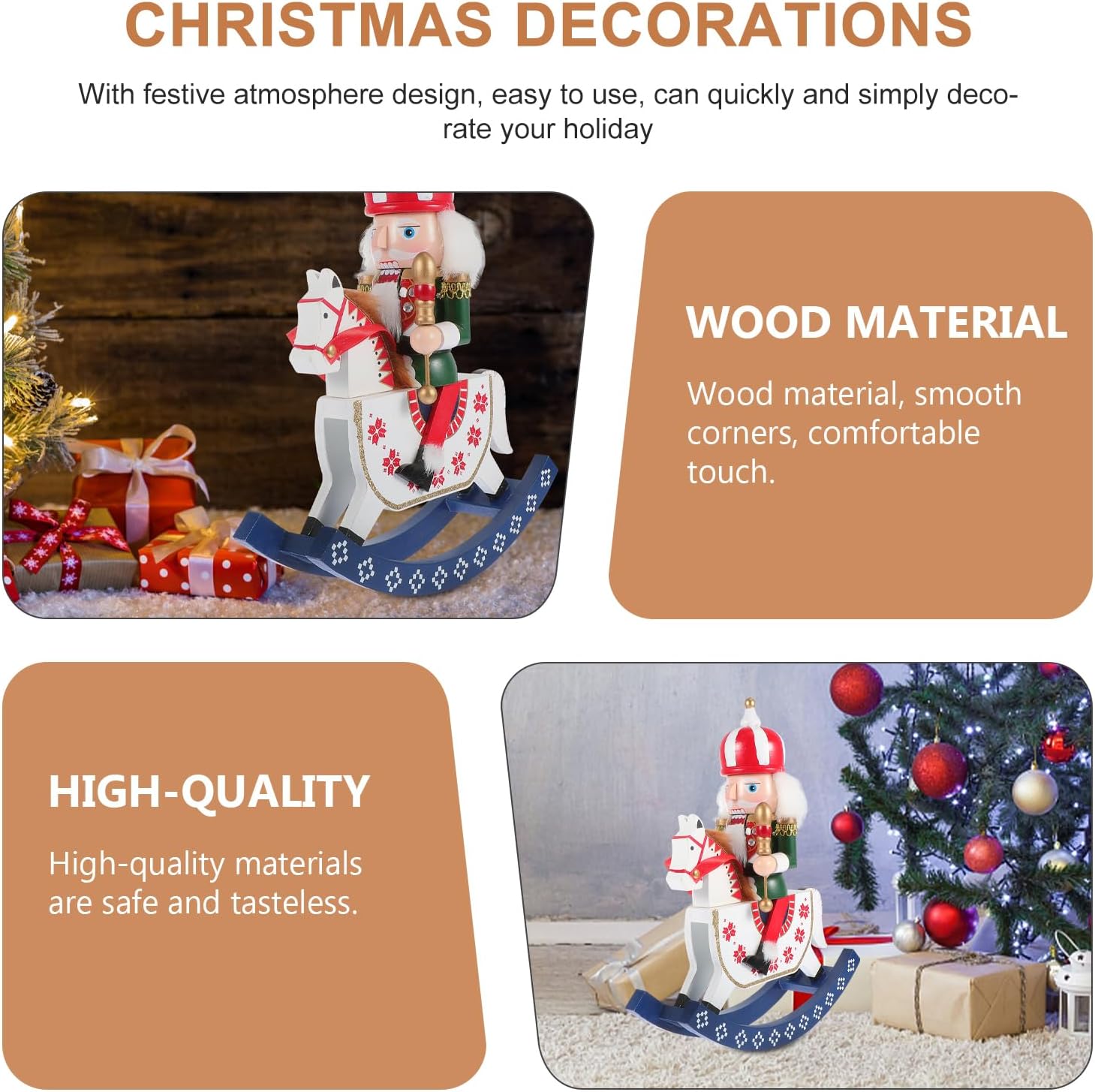 VICASKY 1pc Rocking Horse Cavalry Ornaments Table Decor Mini Doll Toys Xmas Kids Christmas Nutcracker Rocking Horse Christmas Soldier Decorations Party Supply Xmas Decor Hob