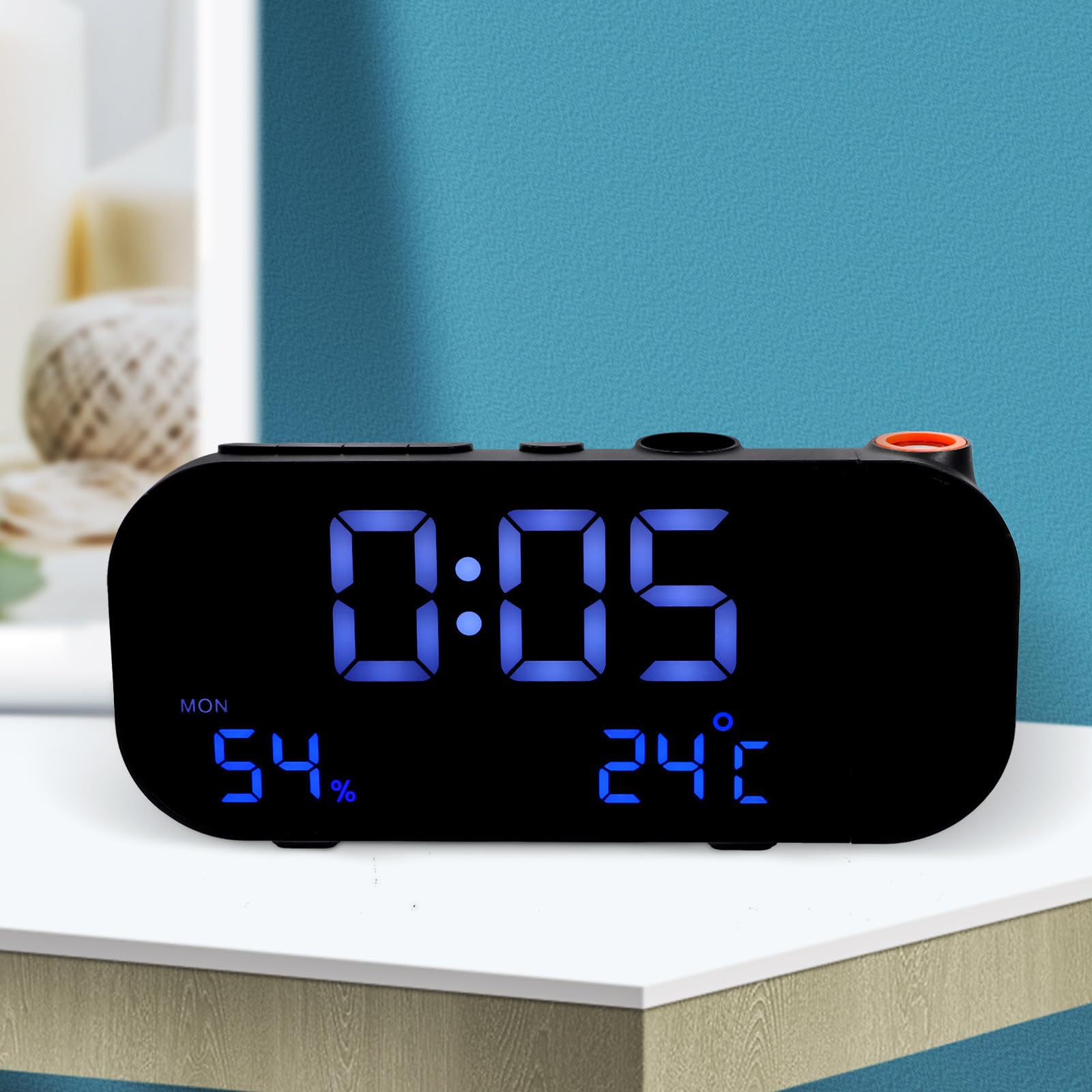 LED Wecker mit Radio, Projektionsuhr und Zwei Alarmen für Küche