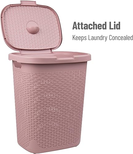Miniatura 5 de Mind Reader Cesto delgado para ropa sucia, juego de 2, cesta de ropa, tapa, diseño de mimbre, plástico, 17.65 pulgadas de largo x 13.75 pulgadas de