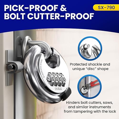 Miniatura 6 de FJM Security SX-790 candado de disco combinado de 4 marcaciones, SX-790