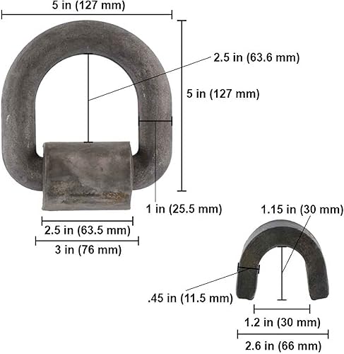 Miniatura 2 de US Cargo Control Soldadura en anillo D, Anillo de montaje forjado de 1.0 in (fuerza de rotura  47.600 libras)  Paquete de 4