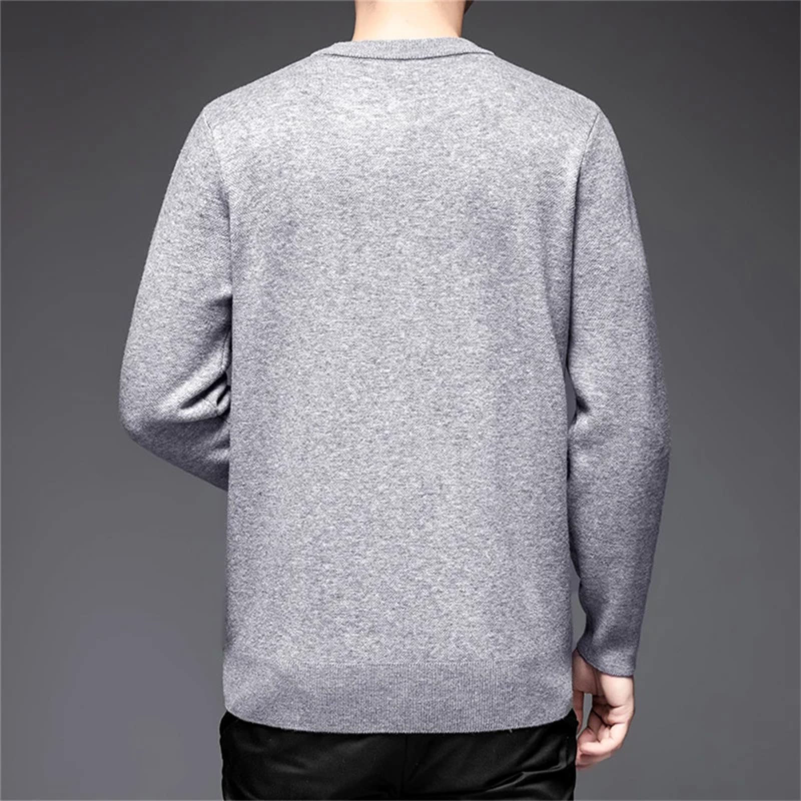 Maglione caldo da uomo in lana tinta unita lavorato a maglia spessa autunno e inverno O-collo a maniche lunghe