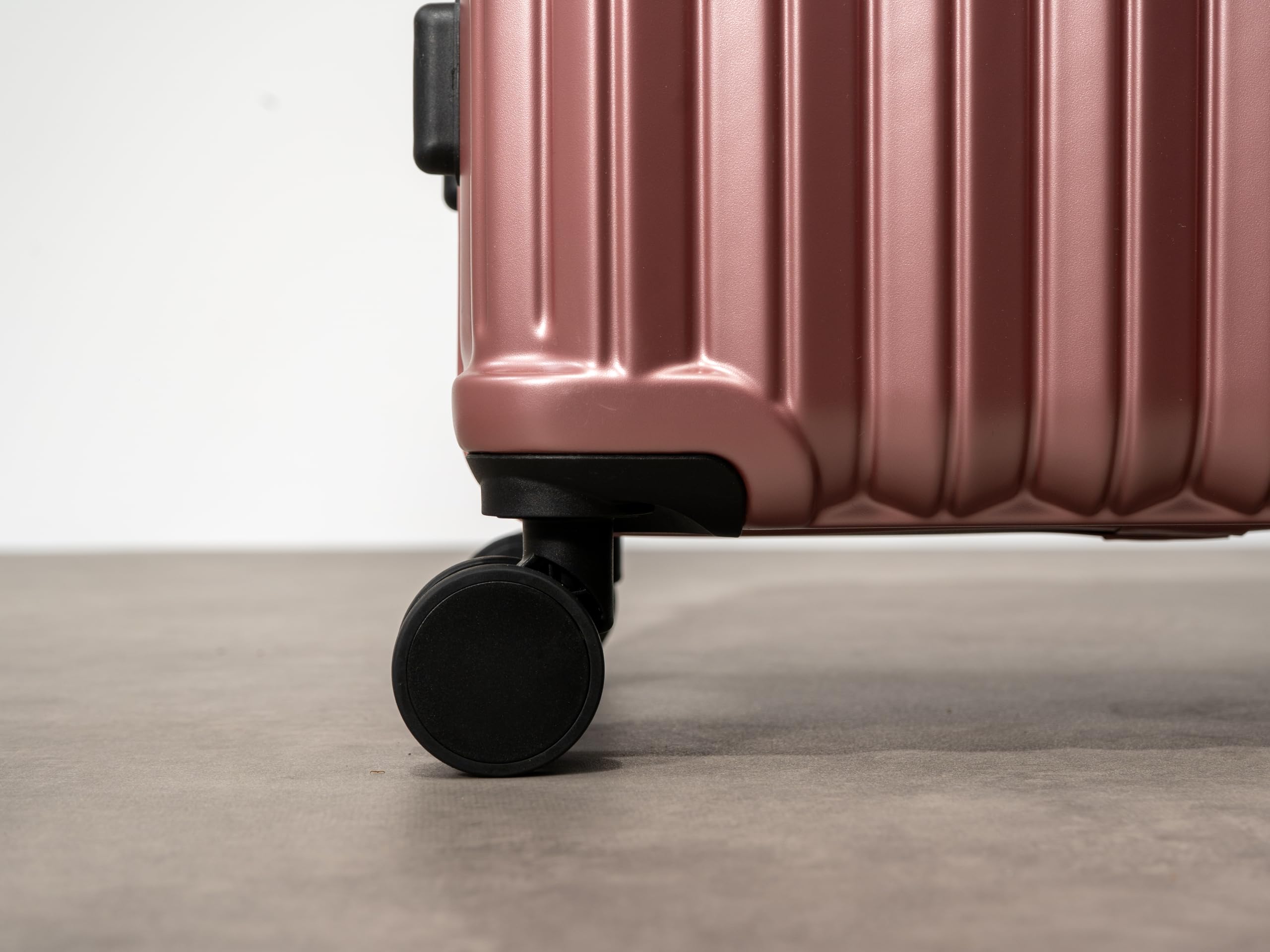Rock Luna - Maleta pequeña de carcasa rígida en color rosa, funda ligera y duradera de ABS con cerradura TSA, 8 ruedas giratorias y asa telescópica, equipaje metálico a cuadros, 54,5 x 37,5 x 23 cm