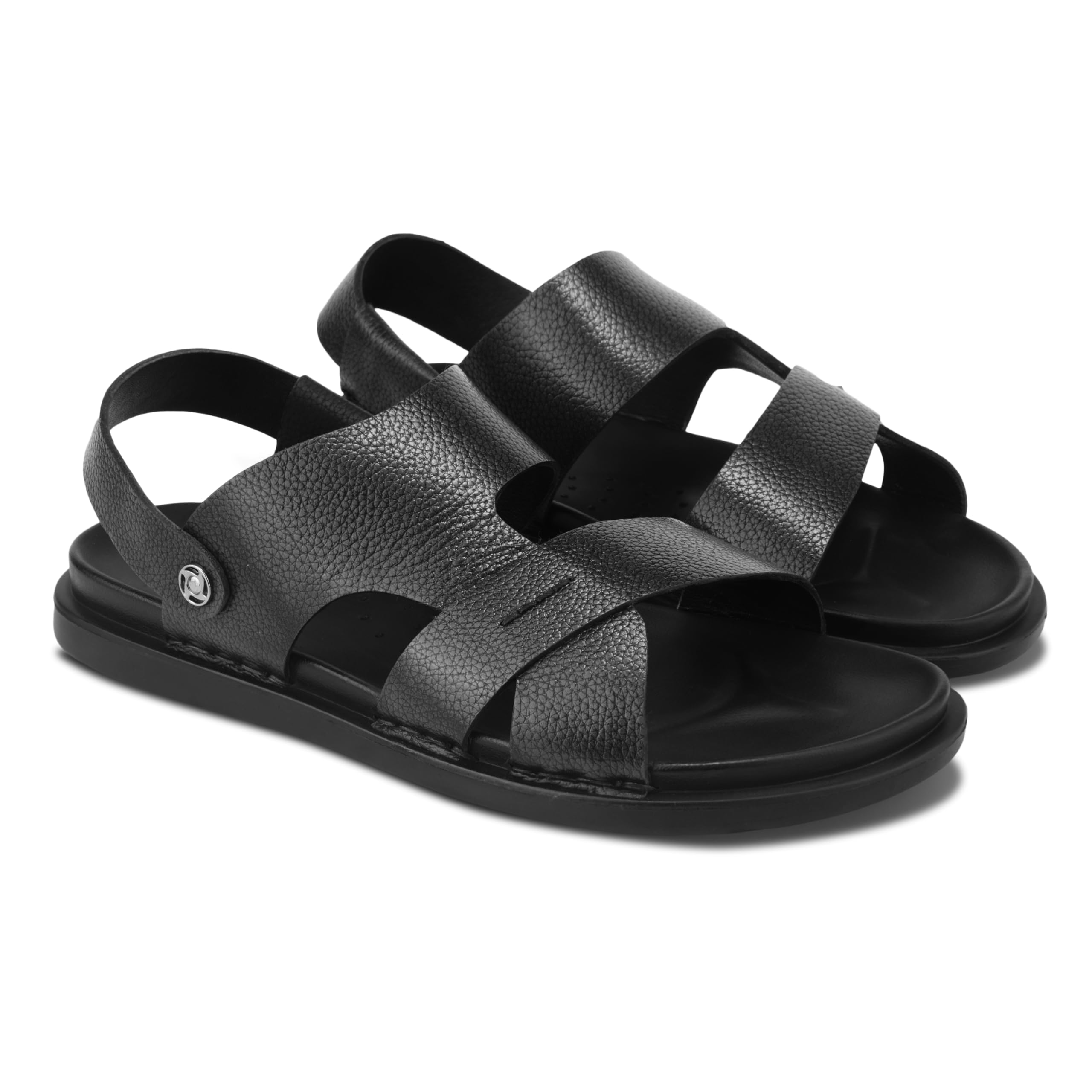 Men’s Casual Leather Buckle Sandals | Adjustable Strap Comfort Sandals-image-14