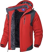 Vista 7 de SPOSULEI - Chaquetas de esquí para hombre con capucha, chaquetas de snowboard, impermeables, forro de vellón, abrigos con bolsillos múltiples