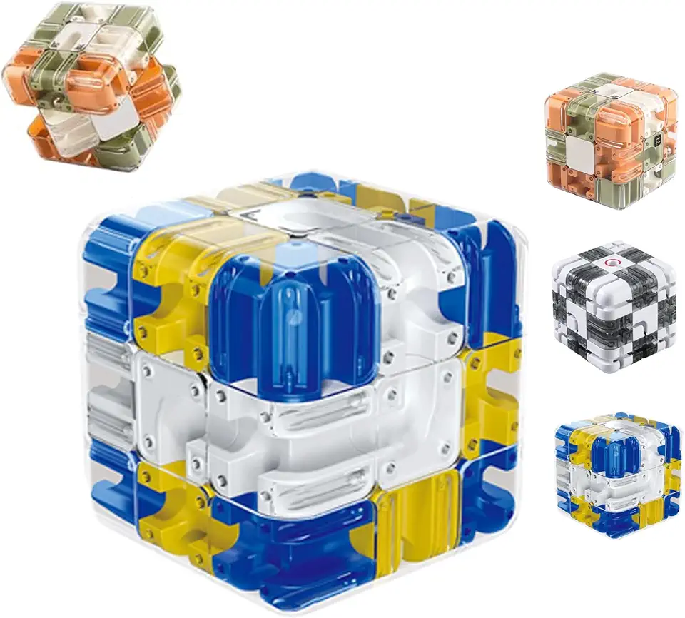 Large Labyrinth 3D Puzzles Maze Cube with Rolling Ball, Challenging Brain Teaser Puzzles for Adults & Kids, High-Difficulty Cube Logic Game for Spatial Awareness Focus Training Stress Relief (Blue)