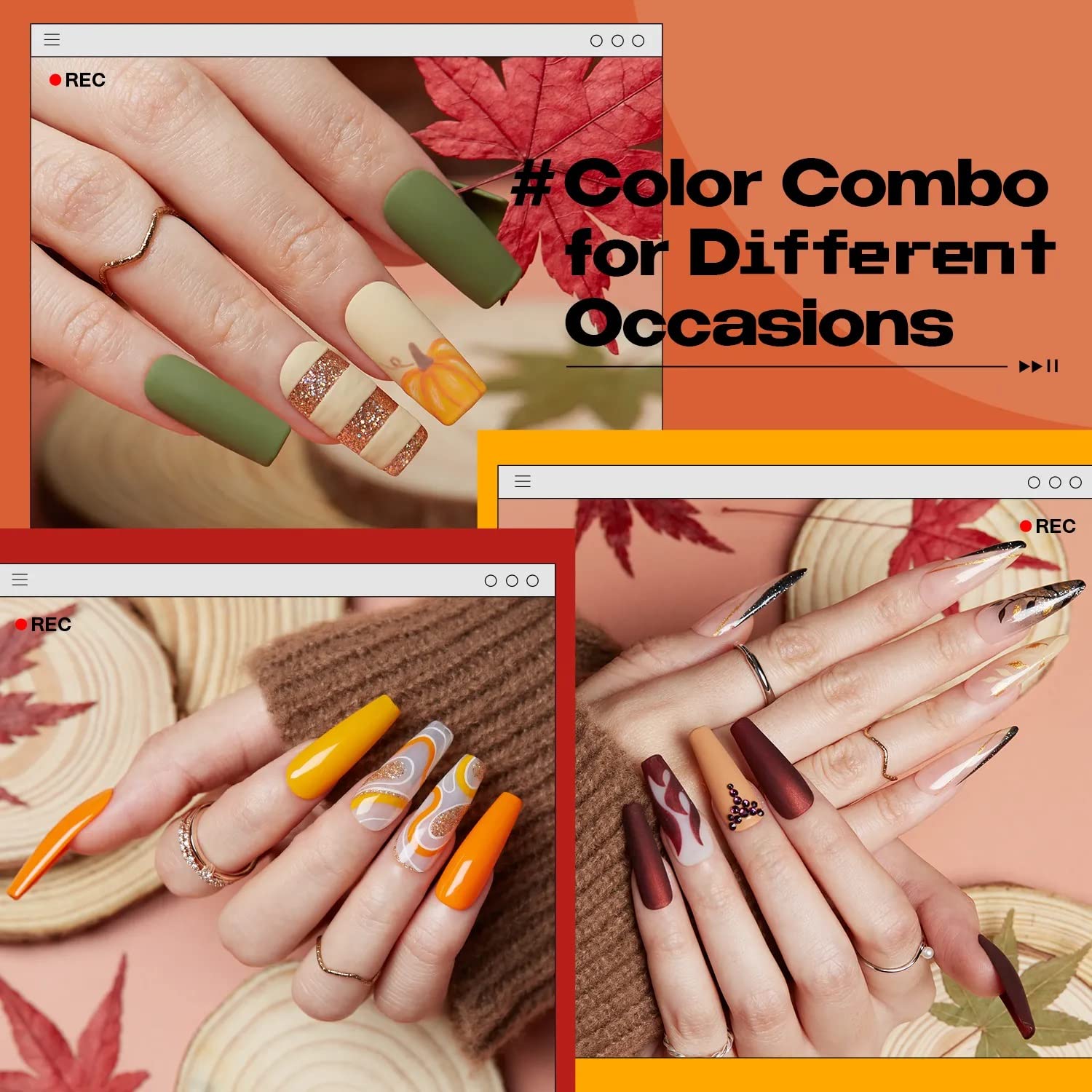 MODELONES Evoke Memories Orange Green Red Solid Gel Polish Nude Brown Glitter Pudding 21g Gel Nailpolish 21 Shade in 1 Palette Solid Cream Gel Nail Polish Need UV Light to cure UV Gel Polish 2