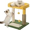 Made4Pets Small Cat Tree Tower, Cat Scratching Post 4-in-1 with Cat Self Groomer Brush, 20 Tall Natural Sisal Cat Scratcher, Soft Plush Cat Perch Bed with Dangling Ball for Indoor Kittens, Green