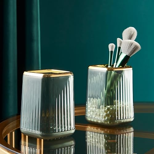 Miniatura 2 de 2 soportes para brochas de maquillaje de acrílico verde, organizador de brochas de maquillaje, soporte para lápices, soporte para brochas cosméticas