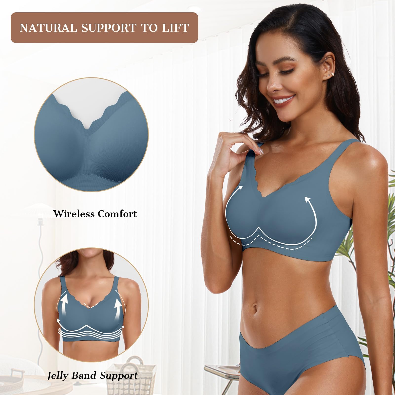 OEAK Reggiseno Senza Ferretto Push Up Reggiseno Senza Cuciture con Imbottitura Rimovibile Reggiseno con Spalline Regolabili Bralette Donna Comodo Morbido