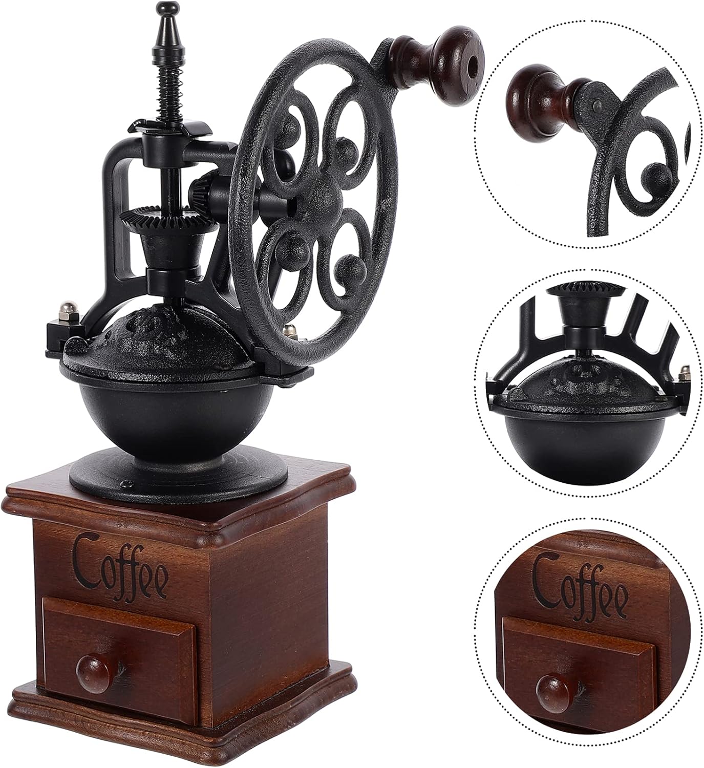 1pc Mini Hand Coffee Vintage Ferris Wheel Design Portable Manual Mill for Beans Premium Eye-catching Decor for Home Office Use for Coffee