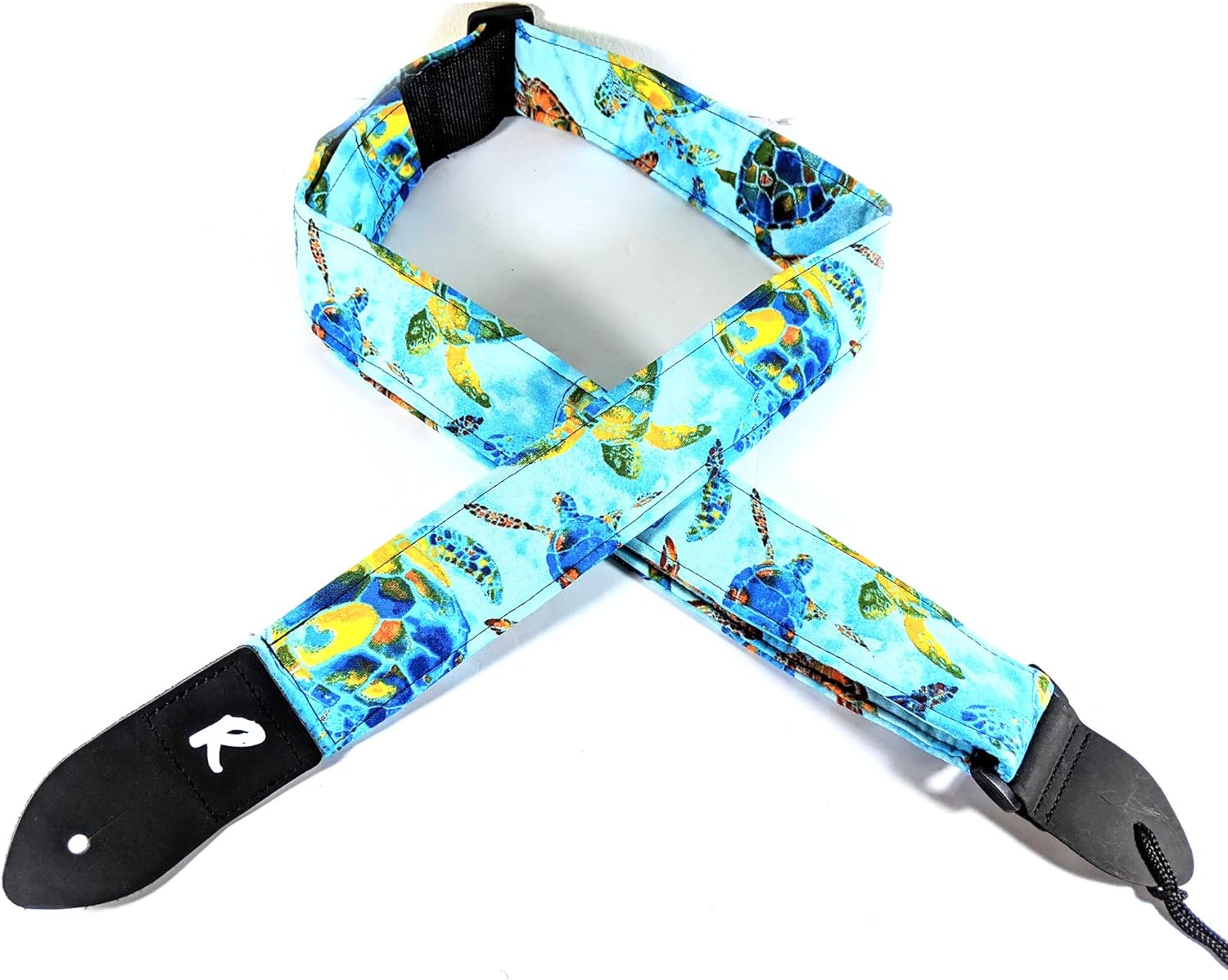 Sea Turtle Guitar Strap, Ocean, Genuine Leather Ends, Includes 2 Strap Locks & 1 Pick. Adjustable Strap, Pick Pocket, For Bass, Electric & Acoustic Guitars Gift for Guitar Players Men, Women & Kids