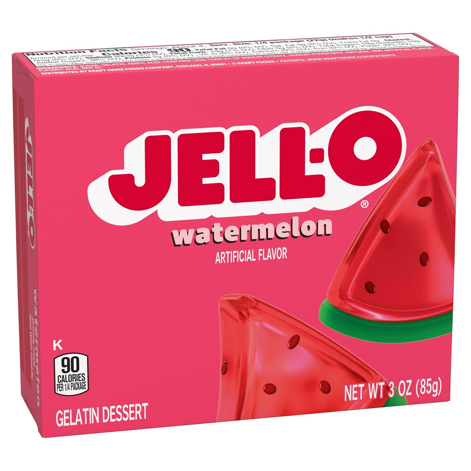 Jell-O Gelatin Dessert Mix, Watermelon Flavor, Classic Fruit Gelatin for Easy Desserts, Snacks & Party Recipes, 3 oz (Pack of 12)
