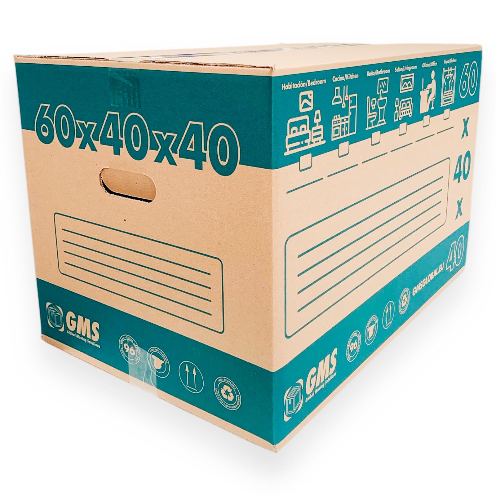 10 Cajas de Cartón Mudanza 60x40x40cm 96 Litros + Burbuja 6x0,6m. Ultra resistentes. Mudanzas y Almacenaje con Asas. Cartón (10 Cajas 60x40x40cm + Burbuja)