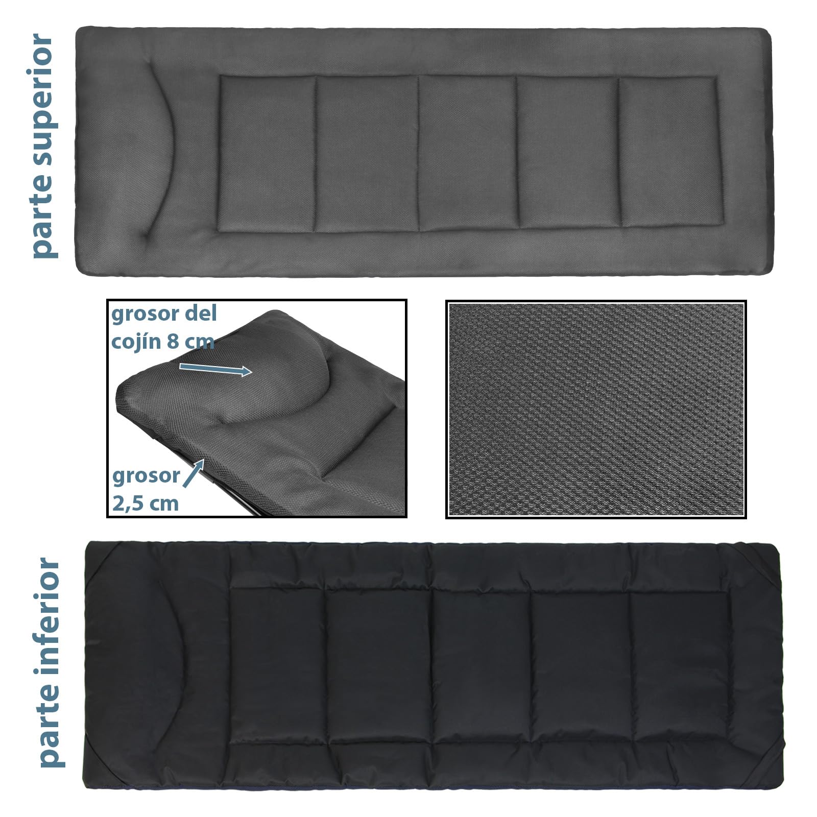 ALPIDEX Cama Camping hasta 200 kg Bolsillo Lateral Cómodo Acolchado Suave Invitados Plegable Tumbona Jardín Playa Viajar