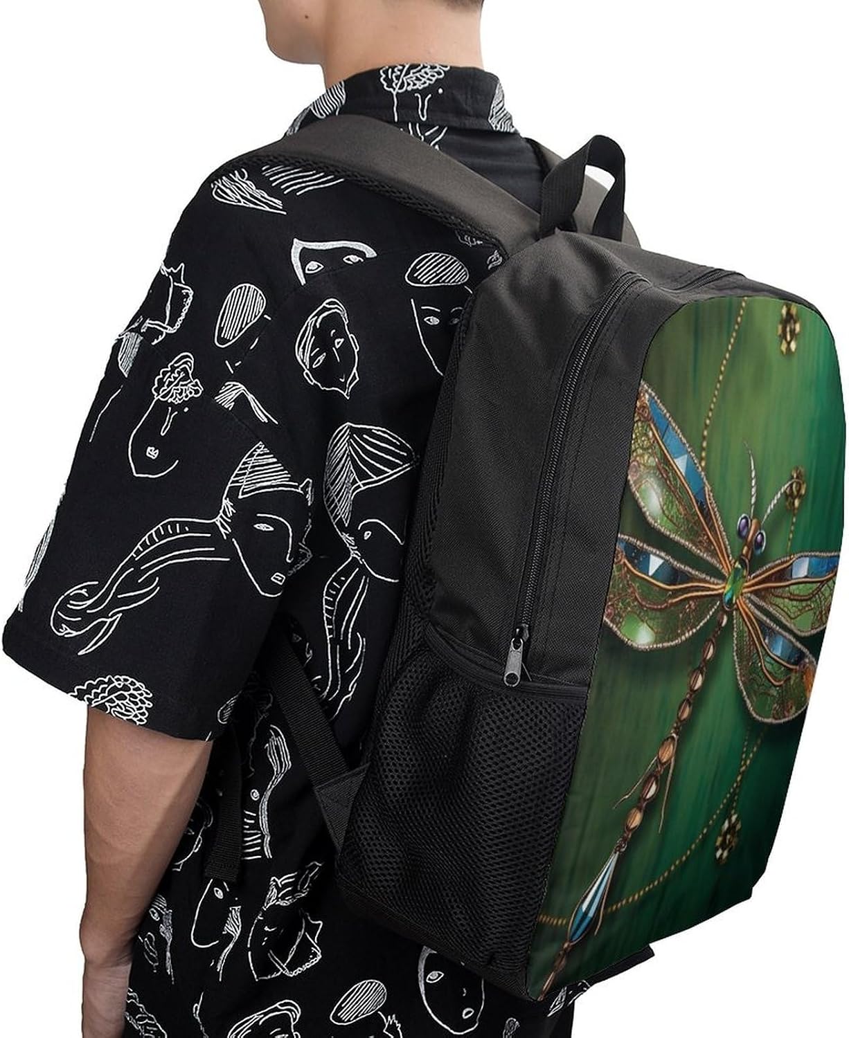 Jewel Dragonfly Bookbags 17 Inch Aesthetic Laptop Bagpack Casual Travel Laptop Backpack Unisex Aesthetic Daypack for College Work Travel image 5