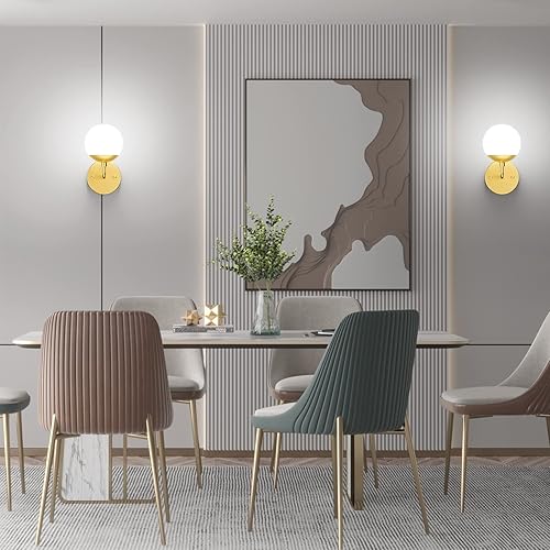 Miniatura 6 de Tipace Aplique de pared dorado, 1 luz, lámpara de pared moderna de mediados de siglo, lámpara de pared dorada para restaurante, sala de estar,