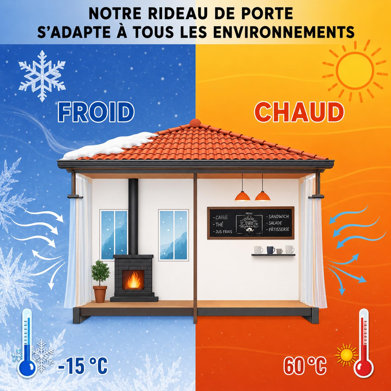 Rideau à Lanières PVC Transparent 120x210cm Vinyle Résistant | Rideau PVC Industriel avec Kit de Fixation, Isolation pour Chambre Froide, Entrepôt, Garage et Porte Commerciale