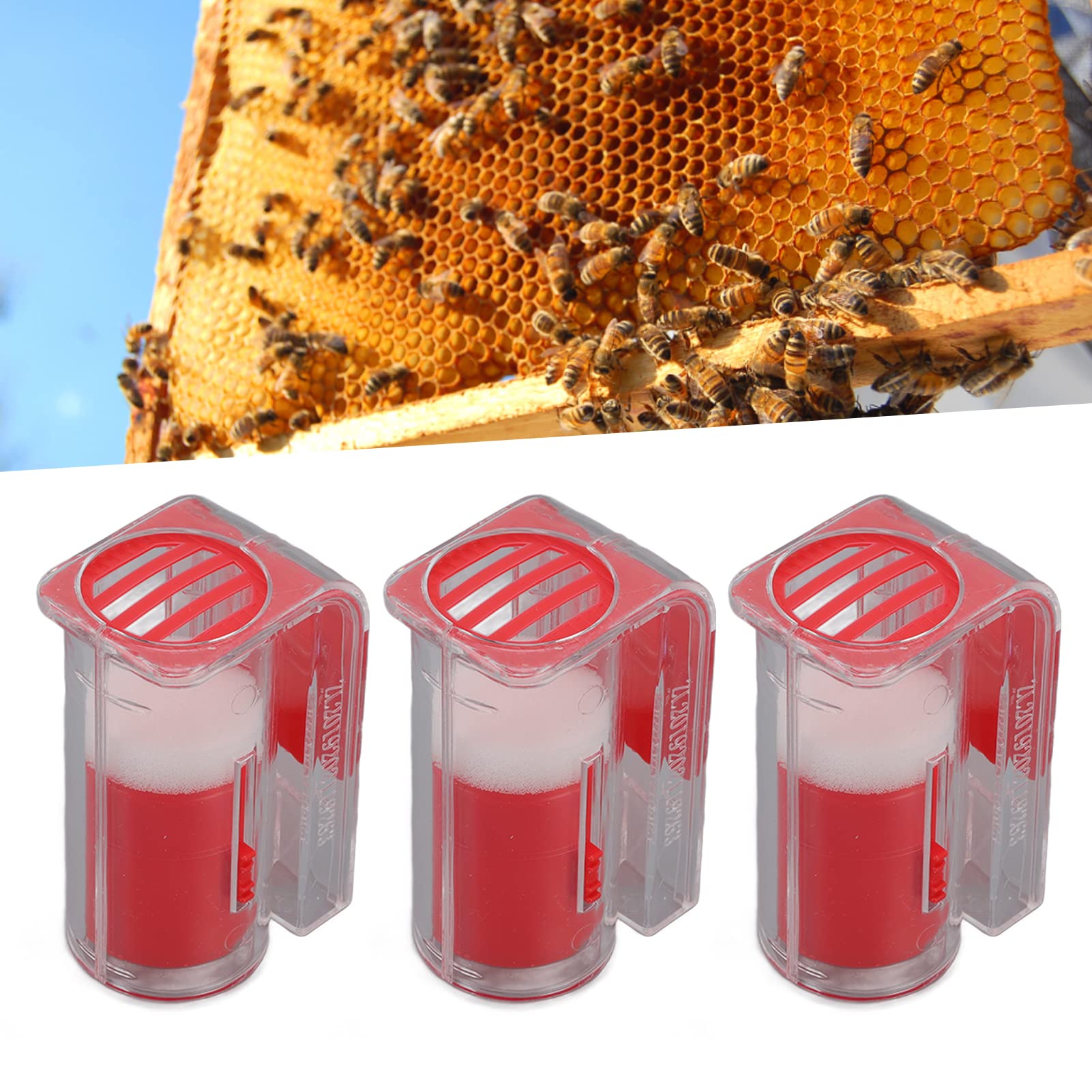 Kit de Marquage de la Reine Cage de Marquage de la Reine des Abeilles en Plastique Catcher Bouteille de Marqueur de Marquage de la Reine Bouteille de Marqueur de la Reine des Abeilles à une(rouge)
