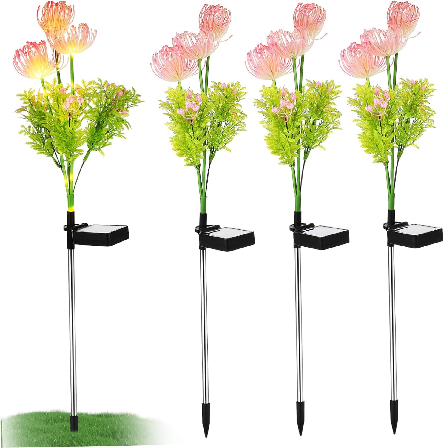 4 Pcs Solar Flower Lights Outdoor Garden Decor Waterproof Design for Lawn and Patio Solar Powered Decorative Lights for Gardens and Backyard
