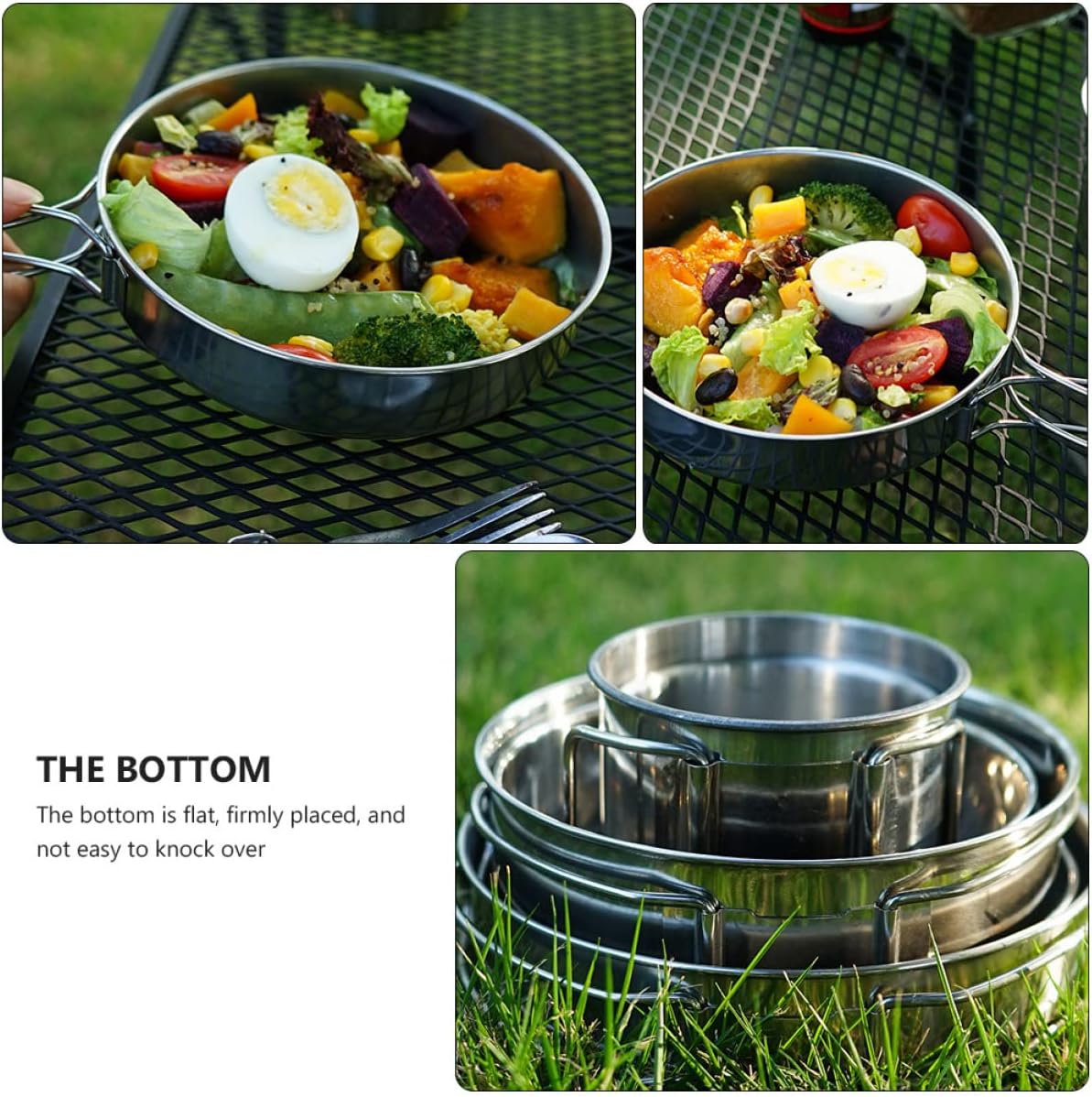 BESPORTBLE 5pcs Stainless Steel Camping Tableware Set Portable Cups and Pot for Hiking Picnic BBQ Fishing Outdoor Activities Compact Easy Storage Quick Drying Safe Design
