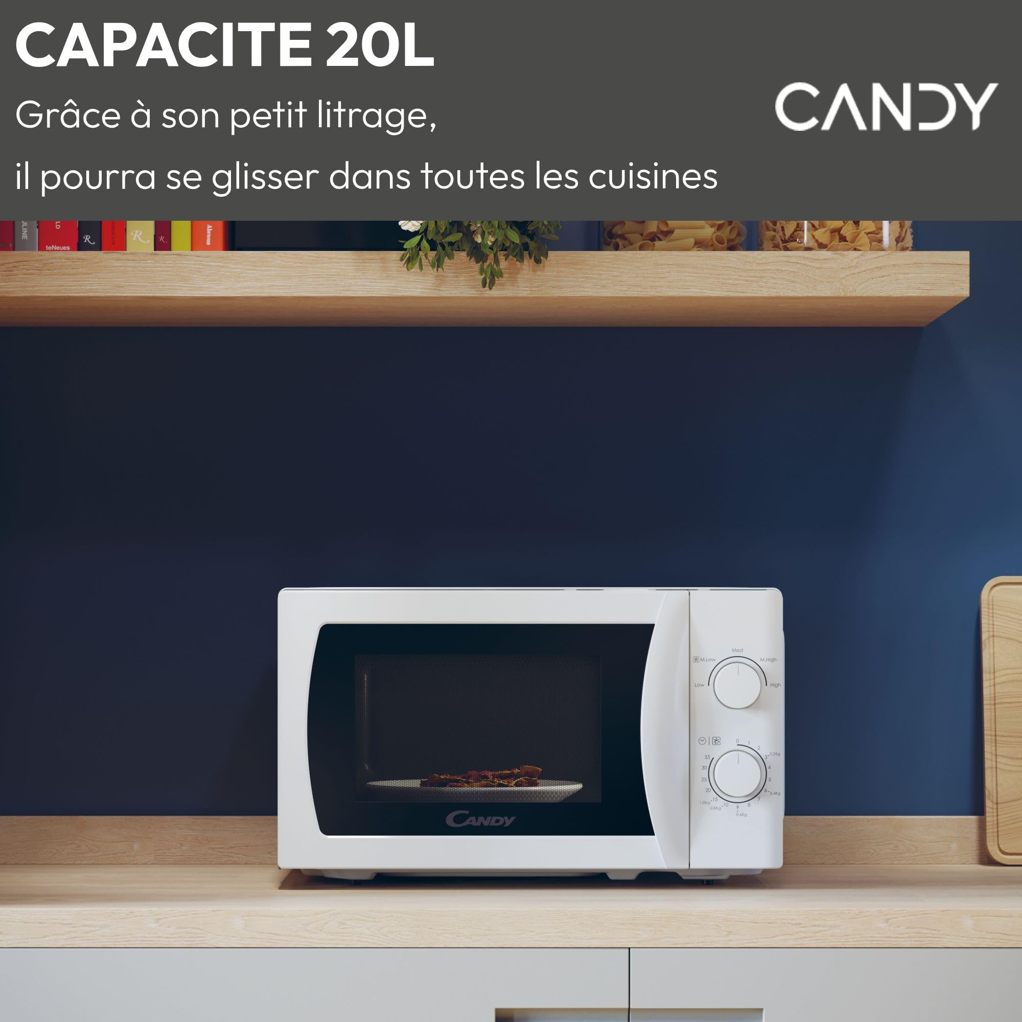 Candy Idea CMW20SMW Four Micro-ondes 700 W 20L, Fonction Décongélation, Plateau Tournant, Blanc