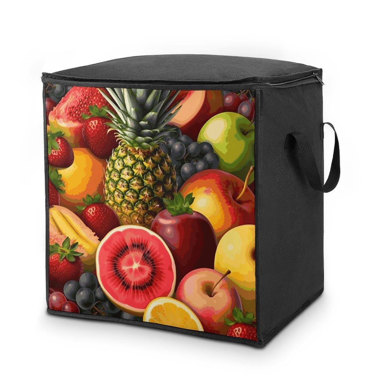 Fekiloot Style Fresh Juicy Fruits Pineapple Berries Watermelon Grape Orange Storage Bags With Reinforced Handles,Moving Bag With Zipper,Closet Organizers,Compression Packing Cubes