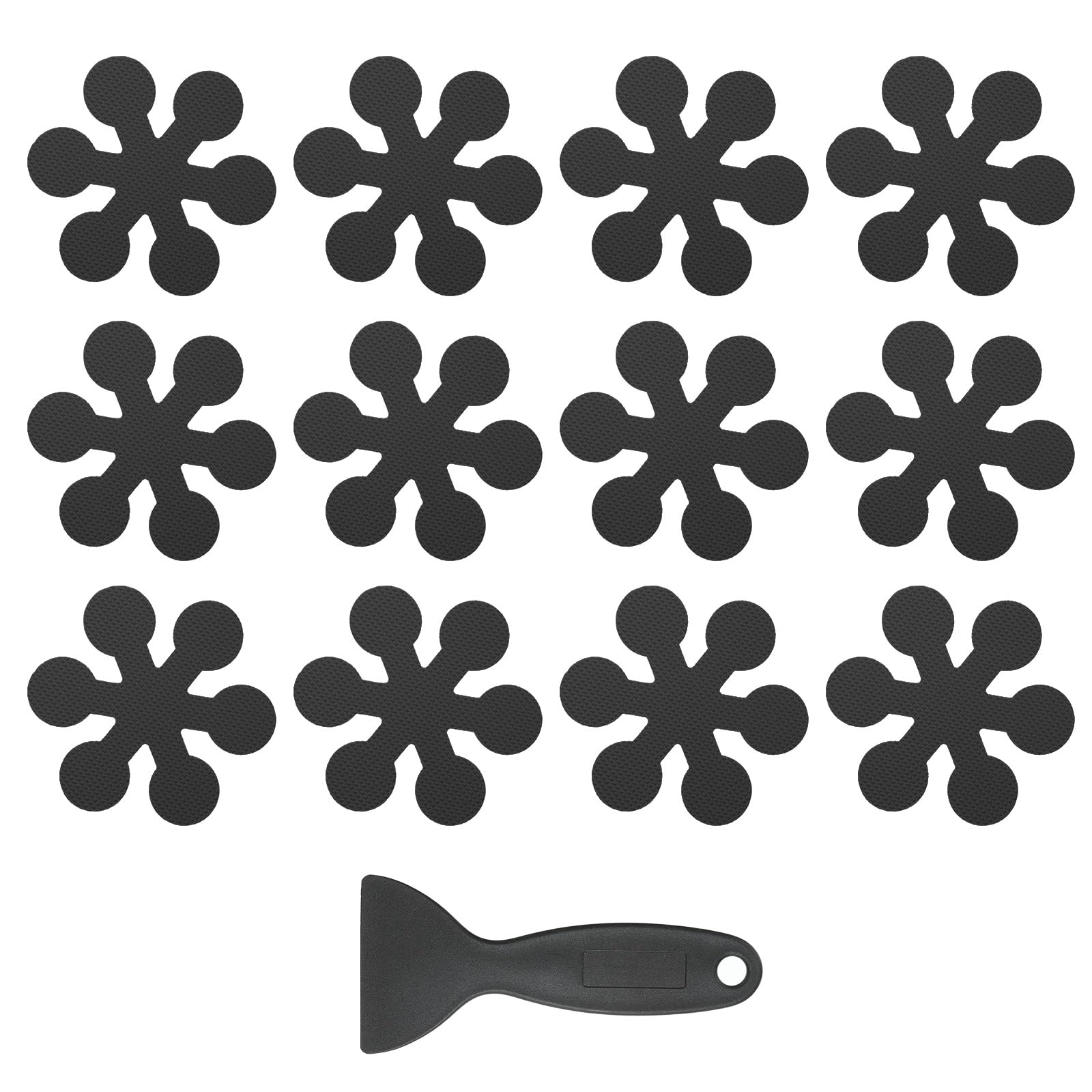 Autocollants de baignoire antidérapants PATIKIL | Lot de 12 flocons noirs avec grattoir