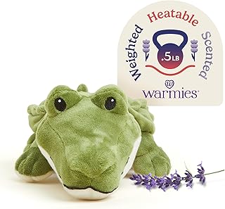 Junior Microwavable & Weighted Stuffed Animals, Alligator - Heated Stuffed Animal Plushie for Warmth & Comfort - Cute Soft Plush Toys for Adults & Children (Boys, Girls, Babies & Toddlers)