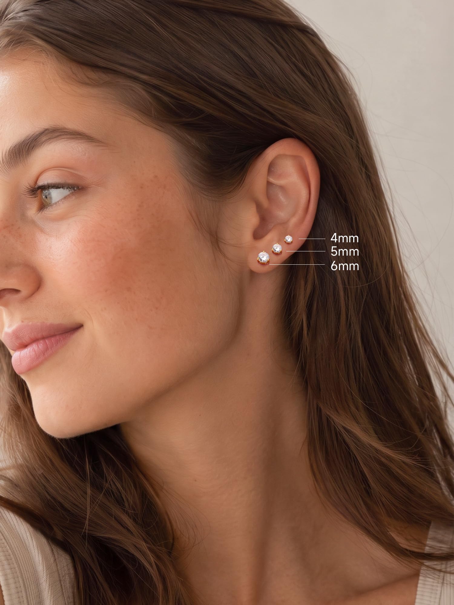 JustBeingCute Ohrringe Gold 585 Vergoldet Ohrstecker Silber 925 Zirkonia | Ohrstecker Gold mit Stein Geburtsstein Rot Grün Hypoallergen Stecker Schmuck Damen Geschenk für Frauen 4/5/6/6.5/7.5/8 mm