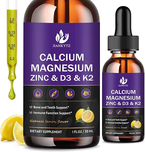 (2 Pack) Calcium Magnesium Zinc Liquid Drops for Women and Men - Bone & Teeth, Immune Support, Liquid Calcium Supplement with Magnesium Glycinate, Vitamin C D3 K2 B6 and Sea Moss | Sugar Free