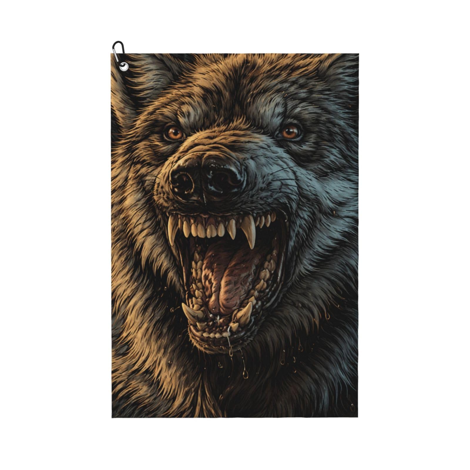Oudrspo DarkFiercely Wolf Multi-Functional Golf Towel | Absorbent Quick Drying 16x24in