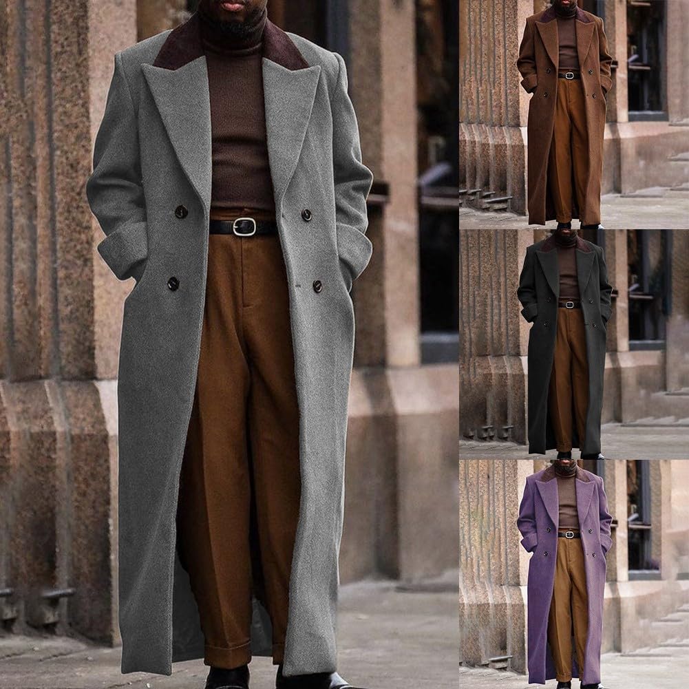 Chaqueta blazer de lana alargada con cuello de solapa para hombre, para ocasiones informales, vacaciones y fiestas en primavera, otoño e invierno